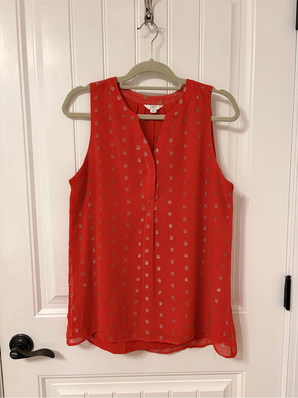crown & ivy Red Sleeveless Metallic Dot Camisole